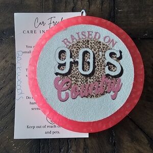 "Raised on 90's Country" Air Freshener -Pink